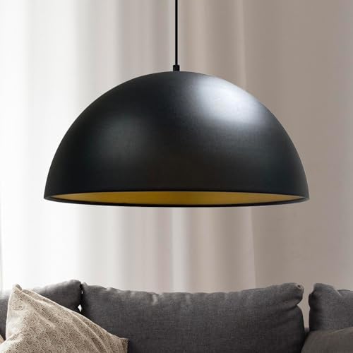 bamyum Ø40 cm Hängelampe Esstisch | Lipeo | Küche Metall E27 Esszimmer Lampe Hängend Pendelleuchte Hängeleuchte Schwarz Deckenleuchte Wohnzimmer Vintage Küchenlampe - Schwarz von bamyum