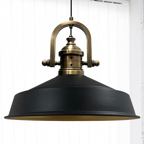 bamyum Asletl-Marine Hängelampe Industrial Vintage Ø41 cm, Küchenlampe Hängend Vintage, Pendelleuchte Esstisch Vintage, Hängelampe Esstisch, Wohnzimmerlampe, Pendelleuchte Schwarz Metall, Küchenlampe von bamyum