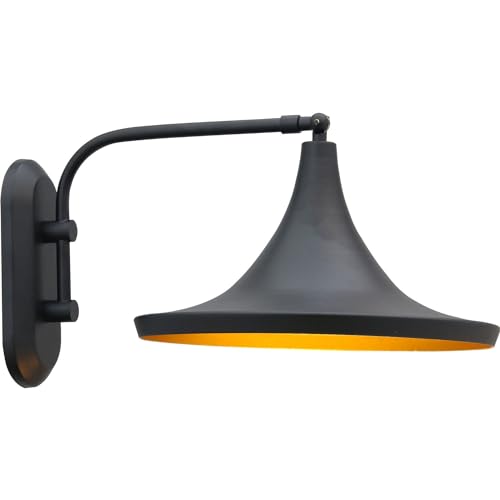 bamyum Champion Wandleuchte Innen aus Metall Schwarz-Gold, Wandlampe Innen, Wanddeko Wohnzimmer, Wandlampe Badezimmer, Wandleuchte Schlafzimmer, Deko Wohnzimmer, Wandlampe Groß, Leuchter, Wandleuchte von bamyum