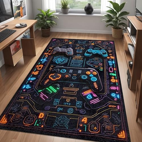 bamyum Gameking Bedruckter Teppich Chenille-Druck Maschinell Hergestellt 120 x 180 cm, Waschbarer Teppich Wohnzimmer, Gaming Teppich, Schlafzimmer, Antibakteriell Antirutschunterlage Küchenteppich von bamyum