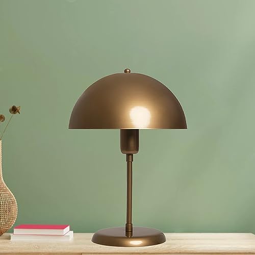 bamyum Lipeo Tischlampe Kupferfarbe Ø26 cm, Pilz Lampe Metall, Vintage Mushroom Lamp, Pilzlampen Tischlampe Wohnzimmer, Table Lamp Retro Tischleuchte Kleine, Nachttischleuchte Seitenlampe Pilzlampen von bamyum