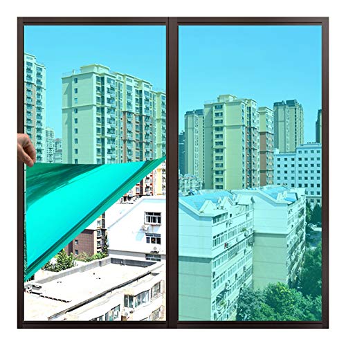 bandezid reflektiert Starkes Sonnenlicht Spiegelfolie Wärmeisolierung Fensterfolie Sichtschutzfolie Statisch Folie für Heim Kueche und Büro-Jade Green 0,7x3m von bandezid