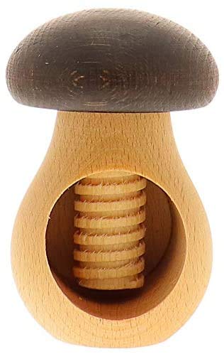 BAS Nussknacker Pilz aus Buchen-Holz mit Schraubgewinde sehr massiv, als Pilz Figur, knackt Jede Nuss mit wenig Kraft von BAS
