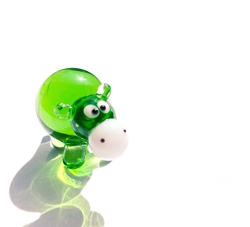 Nilpferd Flusspferd Mini Grün Figur aus Glas - Glasfigur Grünes Nilpferd - Miniatur Setzkasten Deko Vitrine von basticks