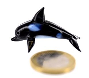 Orka Wal Mini - Miniatur Figur aus Glas Schwarzer Wal Orca Killerwal - Setzkasten Deko Vitrine Glasfigur Glastier Glücksbringer von basticks