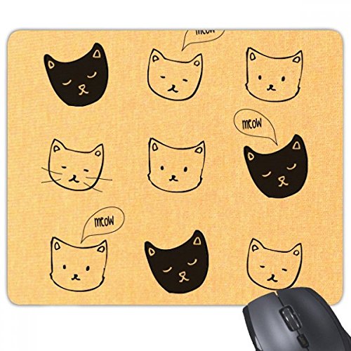 beatChong Weiße Katze Schwarze Katze Kopf Meow Einfache Strichzeichnung Rectangle Griffige Gummi Mousepad Spiel Mauspad Geschenk von beatChong