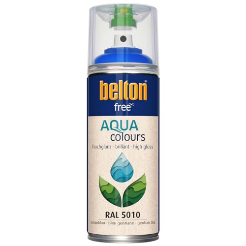 belton free Wasserlack RAL 5010 enzianblau, hochglänzend, 400 ml - Geruchsneutral von belton