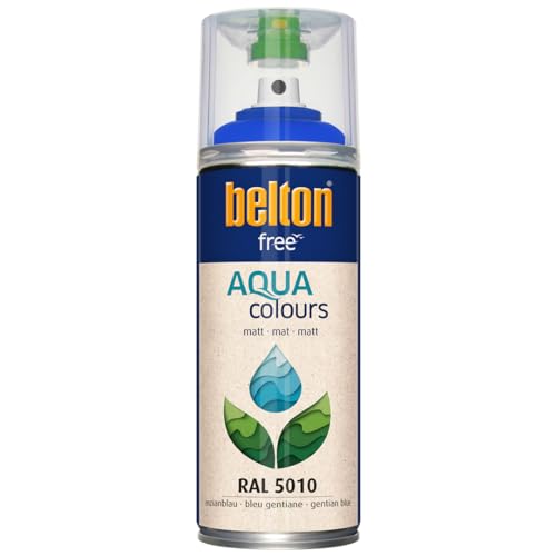 belton free Wasserlack RAL 5010 enzianblau, matt, 400 ml - Geruchsneutral von belton