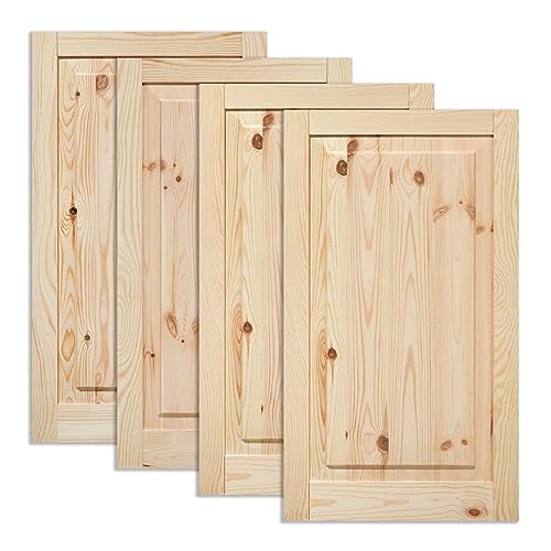 Kassettentür Schranktür Holz RUSTIKAL | 69 x 39,4 cm 4-er Pack Set | unbehandelte Holztür aus Kiefernholz im Kolonialstil und Markflecken als Raumteiler Schiebetür für Regale, Schränke, Möbel von ben+camilla.com