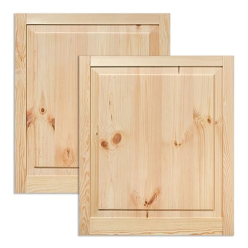 Kassettentür Schranktür Holz RUSTIKAL | 69 x 59,4 cm 2-er Pack Set | unbehandelte Holztür aus Kiefernholz im Kolonialstil und Markflecken als Raumteiler Schiebetür für Regale, Schränke, Möbel von ben+camilla.com