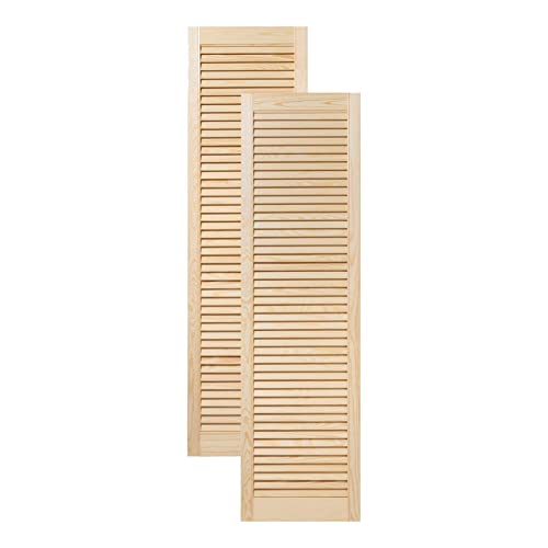 ben+camilla.com Doppel-Paket / 2-er Pack Lamellentüren 140,6 x 39,4 cm Holztür Natur mit offenen Lamellen für Regale, Schränke, Möbel | Kiefer Holz unbehandelt von ben+camilla.com