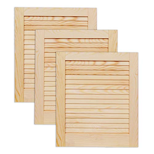 ben+camilla.com Lamellentür Holztür Natur 462 x 394 x 21 mm mit geschlossenen Lamellen für Regale, Schränke, Möbel | Kiefer Holz unbehandelt | Dreier Paket 3-er Pack von ben+camilla.com