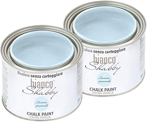 CHALK PAINT Blau Provence Malerei Shabby Chic Vintage für Möbel und Wände EXTRA matt (2 x 500 ml) von bianco Shabby