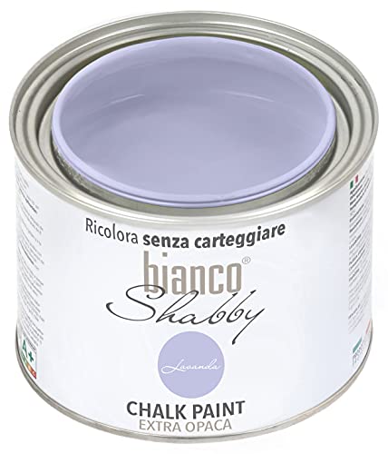 bianco Shabby® Lavanda Kreidefarbe Wasserbasis für Alle Oberflächen einfach zu verarbeiten ohne schlechten Geruch - Chalk Paint Extra Matt (500 ml) von bianco Shabby