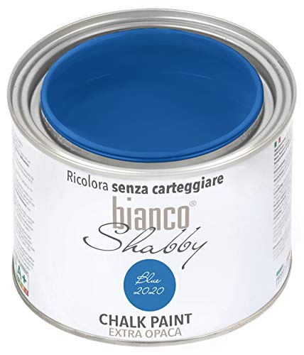 bianco Shabby® Blue (2020) Kreidefarbe Wasserbasis für Alle Oberflächen einfach zu verarbeiten ohne schlechten Geruch - Chalk Paint Extra Matt (500 ml) von bianco Shabby