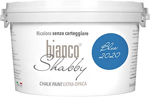 bianco Shabby® Blue 2020 Kreidefarbe Wasserbasis für Alle Oberflächen einfach zu verarbeiten ohne schlechten Geruch - Chalk Paint Extra Matt (2,5 Liters) von bianco Shabby