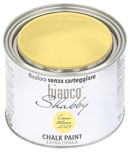 bianco Shabby® Crema Italiana Kreidefarbe Wasserbasis für Alle Oberflächen einfach zu verarbeiten ohne schlechten Geruch - Chalk Paint Extra Matt (500 ml) von bianco Shabby