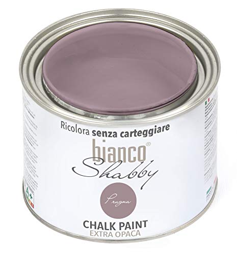 bianco Shabby® Prugna Kreidefarbe Wasserbasis für Alle Oberflächen einfach zu verarbeiten ohne schlechten Geruch - Chalk Paint Extra Matt (500 ml) von bianco Shabby