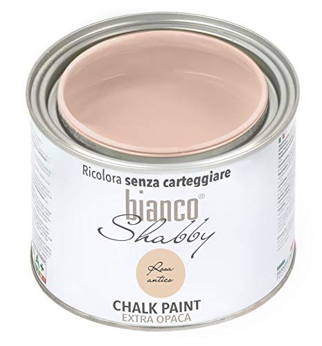 bianco Shabby® Rosa Antico Kreidefarbe Wasserbasis für Alle Oberflächen einfach zu verarbeiten ohne schlechten Geruch - Chalk Paint Extra Matt (500 ml) von bianco Shabby