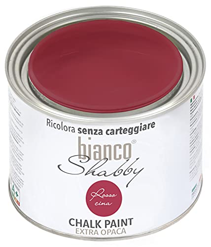 bianco Shabby® Rosso Cina Kreidefarbe Wasserbasis für Alle Oberflächen einfach zu verarbeiten ohne schlechten Geruch - Chalk Paint Extra Matt (500 ml) von bianco Shabby