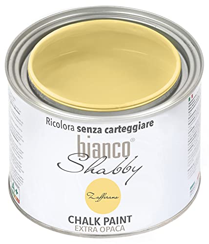 bianco Shabby® Zafferano Kreidefarbe Wasserbasis für Alle Oberflächen einfach zu verarbeiten ohne schlechten Geruch - Chalk Paint Extra Matt (500 ml) von bianco Shabby