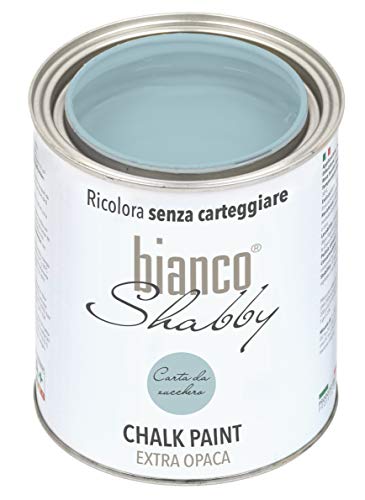 bianco Shabby® Carta da Zucchero Kreidefarbe Wasserbasis für Alle Oberflächen einfach zu verarbeiten ohne schlechten Geruch - Chalk Paint Extra Matt (1 Liter) von bianco Shabby