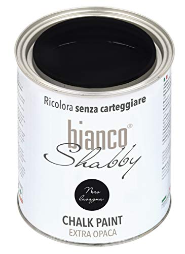 bianco Shabby® Nero Lavagna Kreidefarbe Wasserbasis für Alle Oberflächen einfach zu verarbeiten ohne schlechten Geruch - Chalk Paint Extra Matt (1 Liter) von bianco Shabby