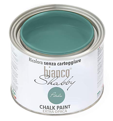 bianco Shabby® Petrolio Kreidefarbe Wasserbasis für Alle Oberflächen einfach zu verarbeiten ohne schlechten Geruch - Chalk Paint Extra Matt (500 ml) von bianco Shabby
