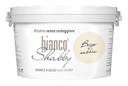 bianco Shabby® Beige Sabbia Kreidefarbe Wasserbasis für Alle Oberflächen einfach zu verarbeiten ohne schlechten Geruch - Chalk Paint Extra Matt (2,5 Liters) von bianco Shabby