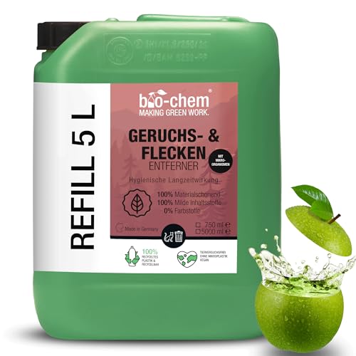 bio-chem Geruchsentferner Fleckenentferner Urinentferner - 5 Liter Kanister - Wirksamer Geruchsneutralisierer gegen Katzenurin, Hundeurin, Tierurin - Gebrauchsfertiges Spray von bio-chem