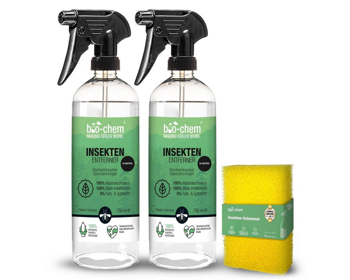 bio-chem Insekten Entferner 2x 0.75 l Handsprayflasche + Insekten-Schwamm Insektenentferner von bio-chem