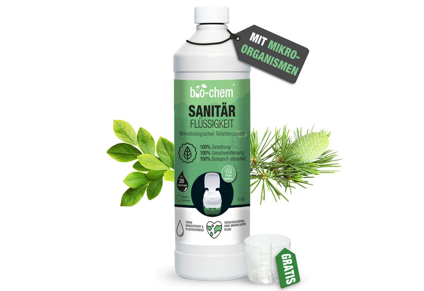 bio-chem Sanitärflüssigkeit 1 l + Dosierbecher WC-Reiniger von bio-chem