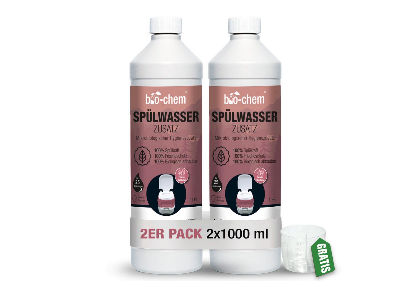 bio-chem Spülwasser-Zusatz 2x 1 l + Dosierbecher WC-Reiniger von bio-chem