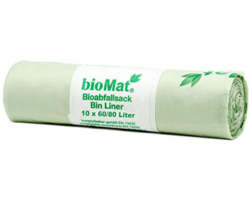 BIOMAT kompostierbare Bioabfallbeutel 80L 81x110cm, 10 Stück von bioMat