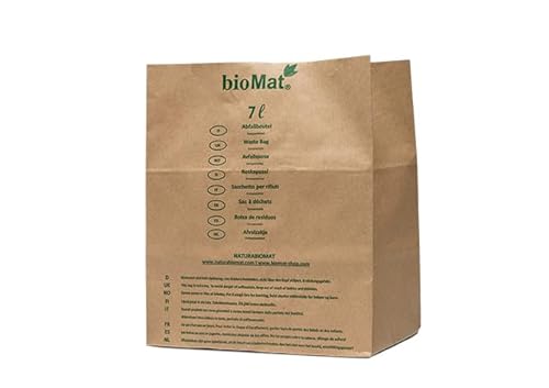bioMat Kompostierbare 7l Biomülltüten aus Papier, 120 Biomüllbeutel aus Kraftpapier, Nassfest, Doppelter Boden, Made in Germany von bioMat