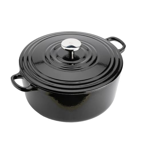 BK Cookware Bourgogne Schmortopf Emailliertes Gusseisen, Deckel mit Tropfringen, Induktions-/Backofengeeignet, Spülmaschinenfest - 28cm/6,7 L, Jet Schwarz von BK