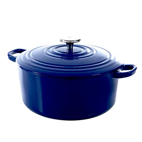 BK Cookware Bourgogne Schmortopf, Bräter Induktion, Gusseisen Topf Emailliert mit Deckel, Ofen- und Spülmaschinengeeignet - 28cm/6,7 L, Königsblau von BK