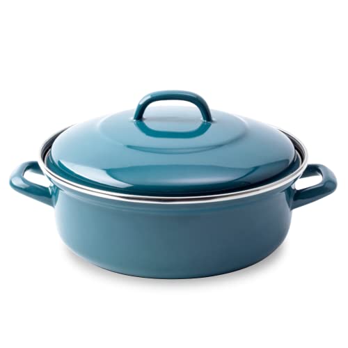 BK Fortalit Emaillierter Stahl Induktionskompatibel 24cm/2.5L Dutch Oven Bratentopf mit Deckel, Backofen- und Bratensicher bis 230C, Spülmaschinenfest, PFAS Frei, Petrol Blau von BK