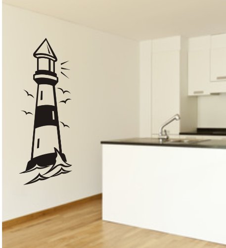 blattwerk-design Wandtattoo, Leuchtturm, XXL - Motiv, Größe ca. 1000 mm x 450 mm, hellgrau von blattwerk-design