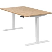 Höhenverstellbarer Schreibtisch "Homedesk", weiß, Tischplatte 140 x 80 cm Wildeiche, elektrisch höhenverstellbar, Stehschreibtisch, Tischgestell von boho office