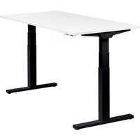 Höhenverstellbarer Schreibtisch "Premium Line", schwarz, Tischplatte 160 x 80 cm weiß, elektrisch höhenverstellbar, Stehschreibtisch, Tischgestell von boho office