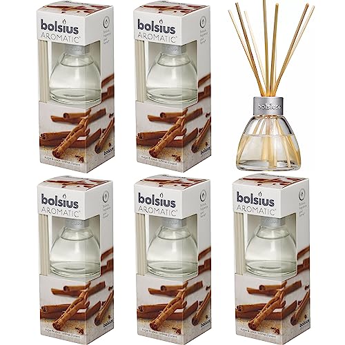 6 Pack Bolsius Aromatic Diffuser Duftspender Raumduft 6 x 45ml mit Holzstäbchen (Sugar & Spice (Zucker & Zimt)) von bolsius