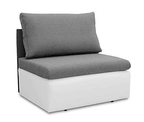 bonni Toledo Lehnsessel, Sessel mit Schlaffunktion, Schlafsofa, Klappsofa, Schlafcouch, Bettsofa, vom Hersteller, Couch, Couchgarnitur, Sofagarnitur, Ideal für kleine Wohnungen (Grau/Weiß) von bonni