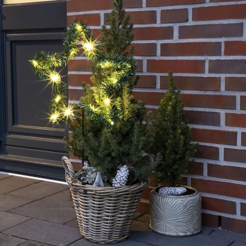 LED Gartenstecker Stern 36x72cm - LED Stern mit Timer für Außen groß - Weihnachtsdeko Weihnachtsstecker Outdoor von bonsport