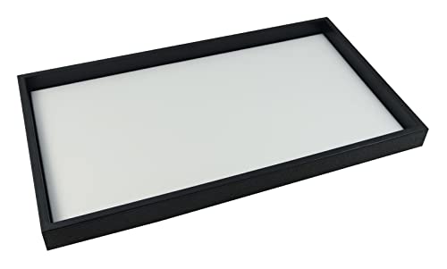 Tablett aus Kunstleder, 2,5 cm tief, mit Präsentationsblock aus Samt oder Kunstleder (Tablett mit weißem Kunstleder-Pad) von boxdisplays