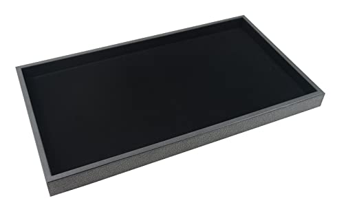 Tablett aus Kunstleder, 2,5 cm tief, mit einer Auswahl von Samt oder Kunstleder (Tablett mit schwarzem Samtpolster) von boxdisplays