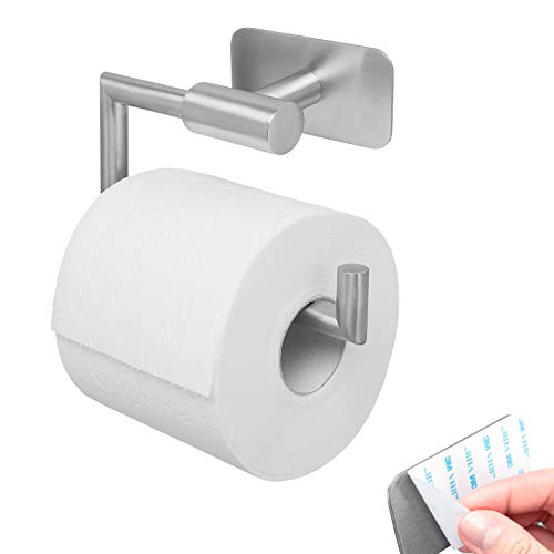 bremermann Bad-Serie PIAZZA TAPE – Toilettenpapierhalter selbstklebend Edelstahl, matt – kein Bohren 3M Klebebefestigung Papierrollenhalter von bremermann
