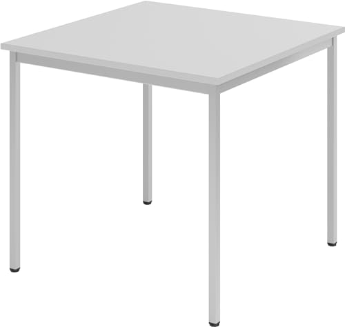 bümö Tisch klein, Multifunktionstisch, 80 x 80 cm in grau - Beistelltisch, Bistrotisch, Esstisch, Pausentisch, Mehrzwecktisch Tischsystem für Warteraum, Pausenraum & Co. von bümö