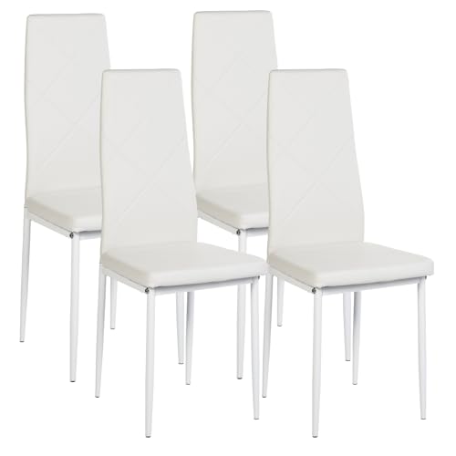 buybyroom 4 Esszimmerstühle Moderne Küche Gepolsterte Stühle Esszimmer Stühle Wohnzimmer Stühle Weiß Esszimmer für Restaurants, Küchen, Wartezimmer, Büros von buybyroom