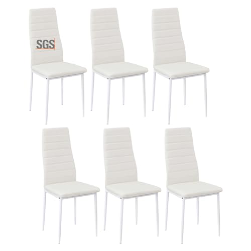 buybyroom Esszimmerstühle 6er Set Metall Küchenstuhl, Esstisch Stuhl Bequemer Polsterstuhl SitzfläChe,Weiß von buybyroom